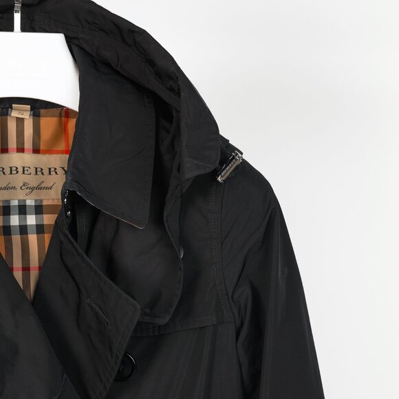 Burberry Kensington Black Taffeta Double-Breasted Trench Coat - Picture 5 of 16